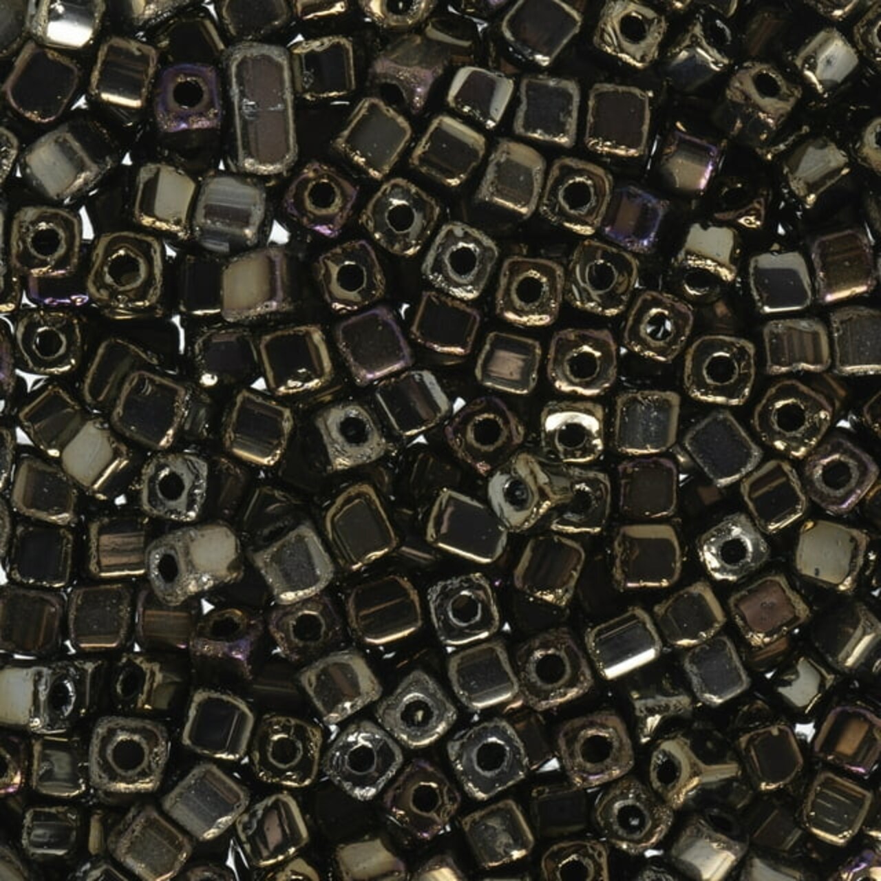 John Bead Czech 3.4x3.4mm Geometric Cube Glass Seed Beads, 22g